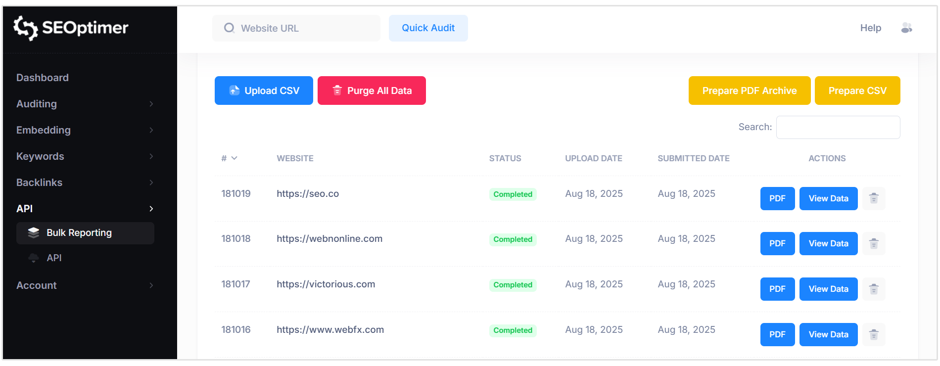 Bulk reporting batch is complete